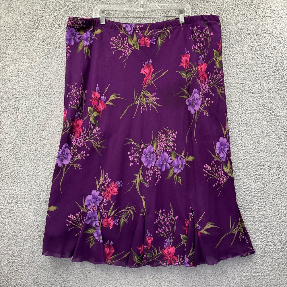 Karin Stevens Purple Floral Maxi Skirt